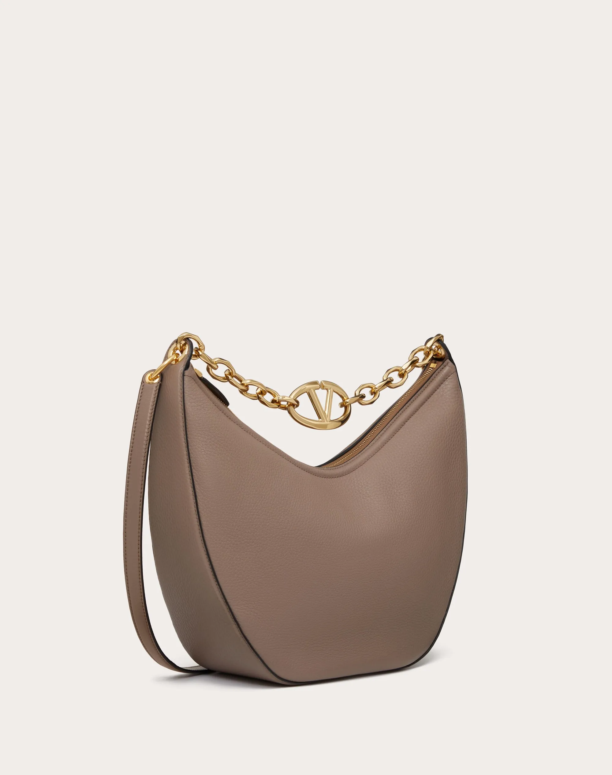 HOBO MEDIA VLOGO MOON BAG IN VITELLO GRANATO CON CATENA