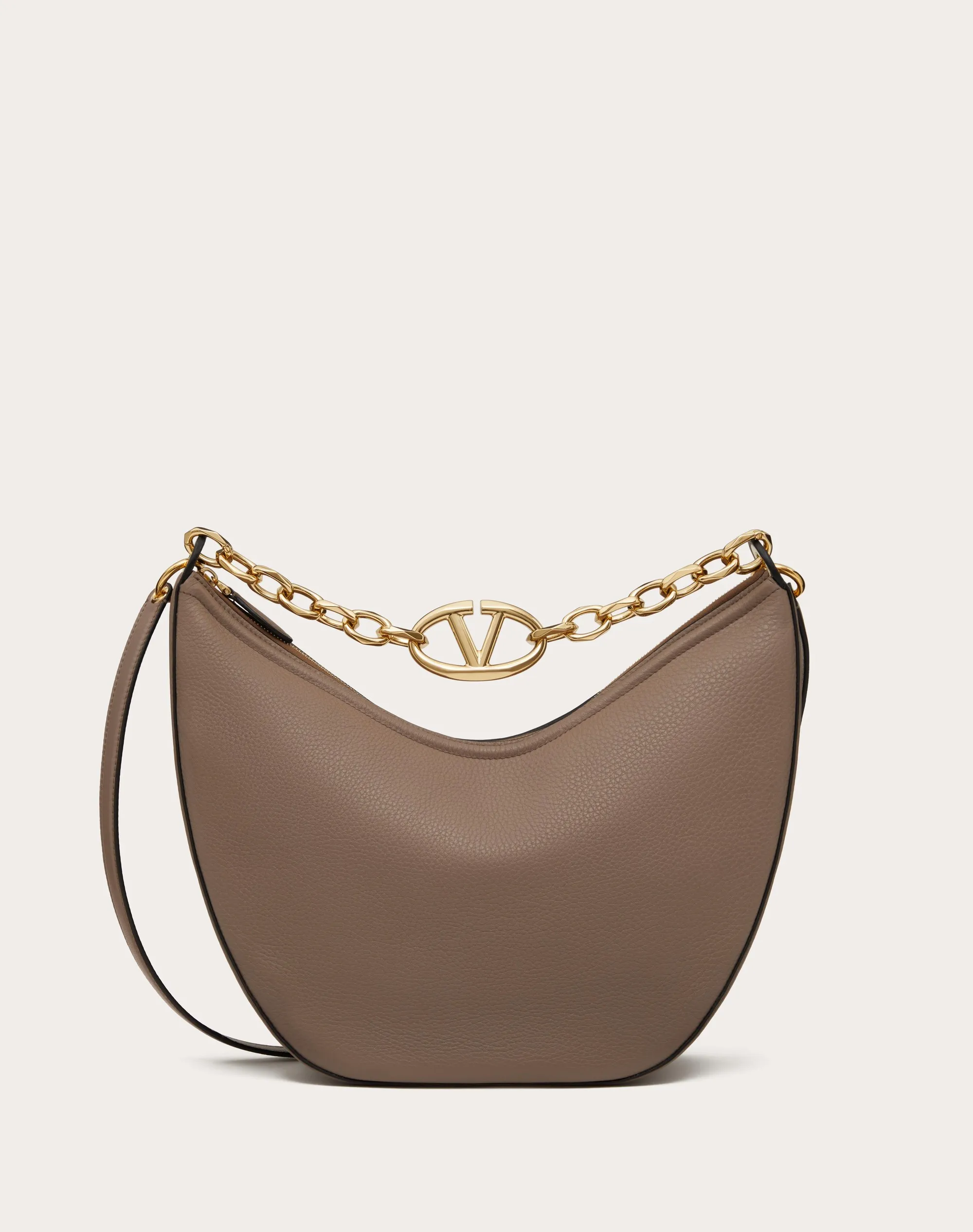 HOBO MEDIA VLOGO MOON BAG IN VITELLO GRANATO CON CATENA