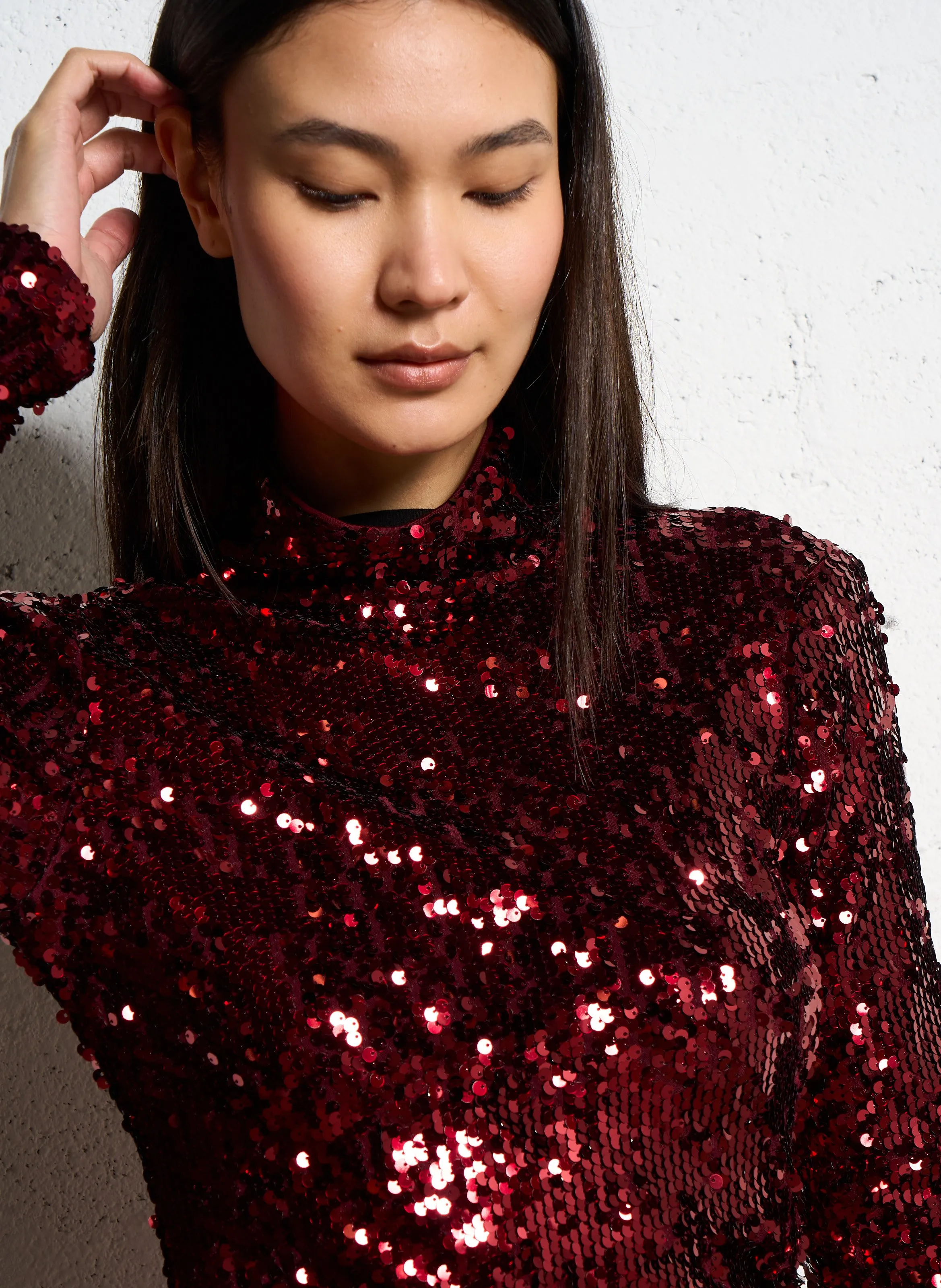  IKKS   Abito drappeggiato con paillettes | Rosso