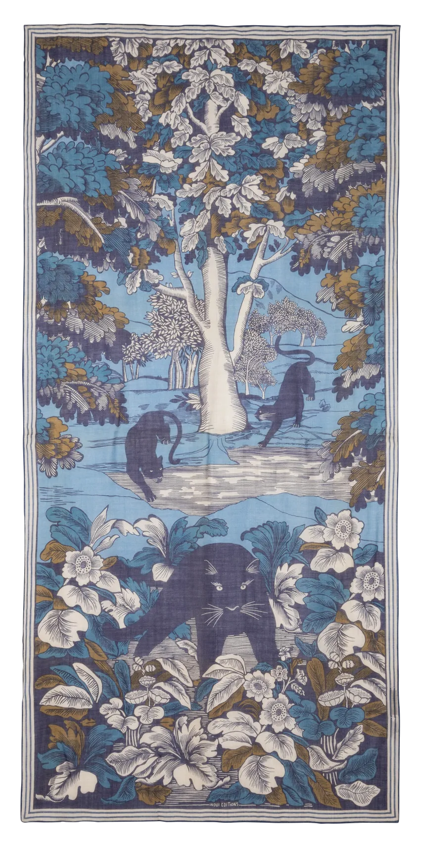  INOUI EDITIONS   PANTHERE - Foulard in lana con stampa Moor | Blu