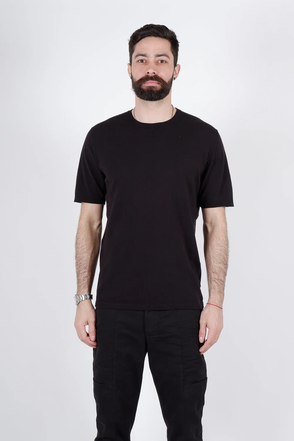 Italian Cotton Round Neck T-Shirt Black