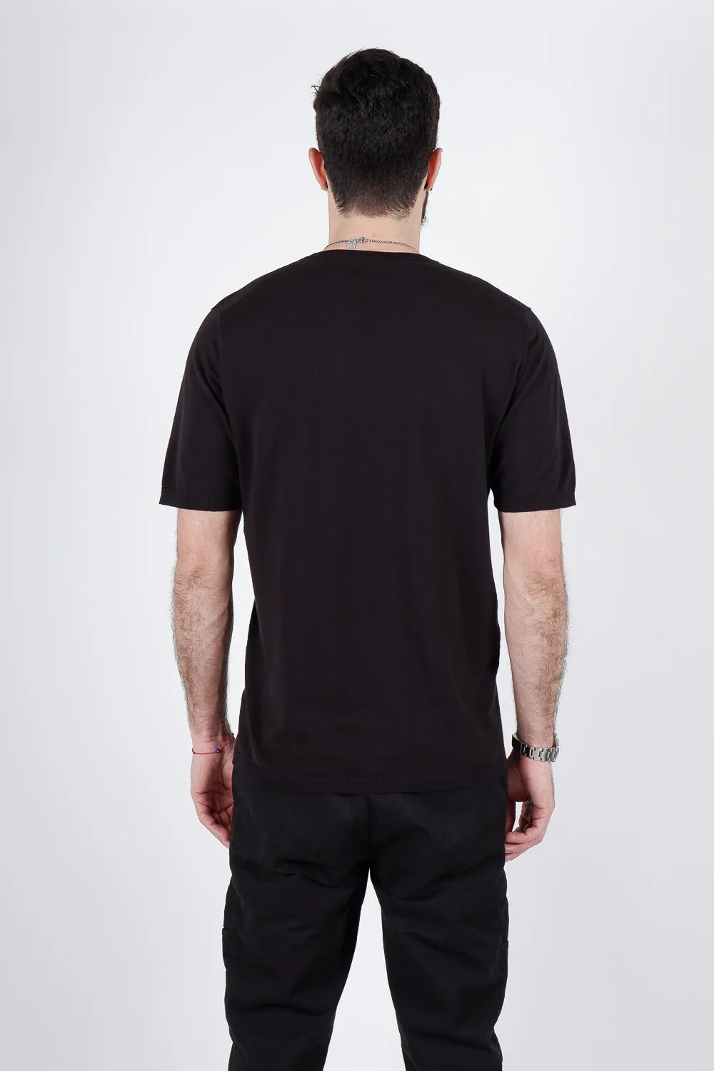 Italian Cotton Round Neck T-Shirt Black
