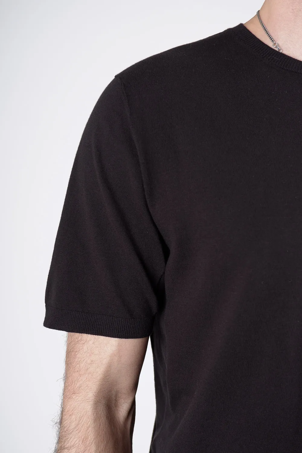 Italian Cotton Round Neck T-Shirt Black