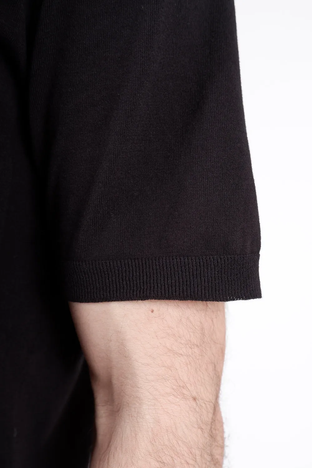 Italian Cotton Round Neck T-Shirt Black