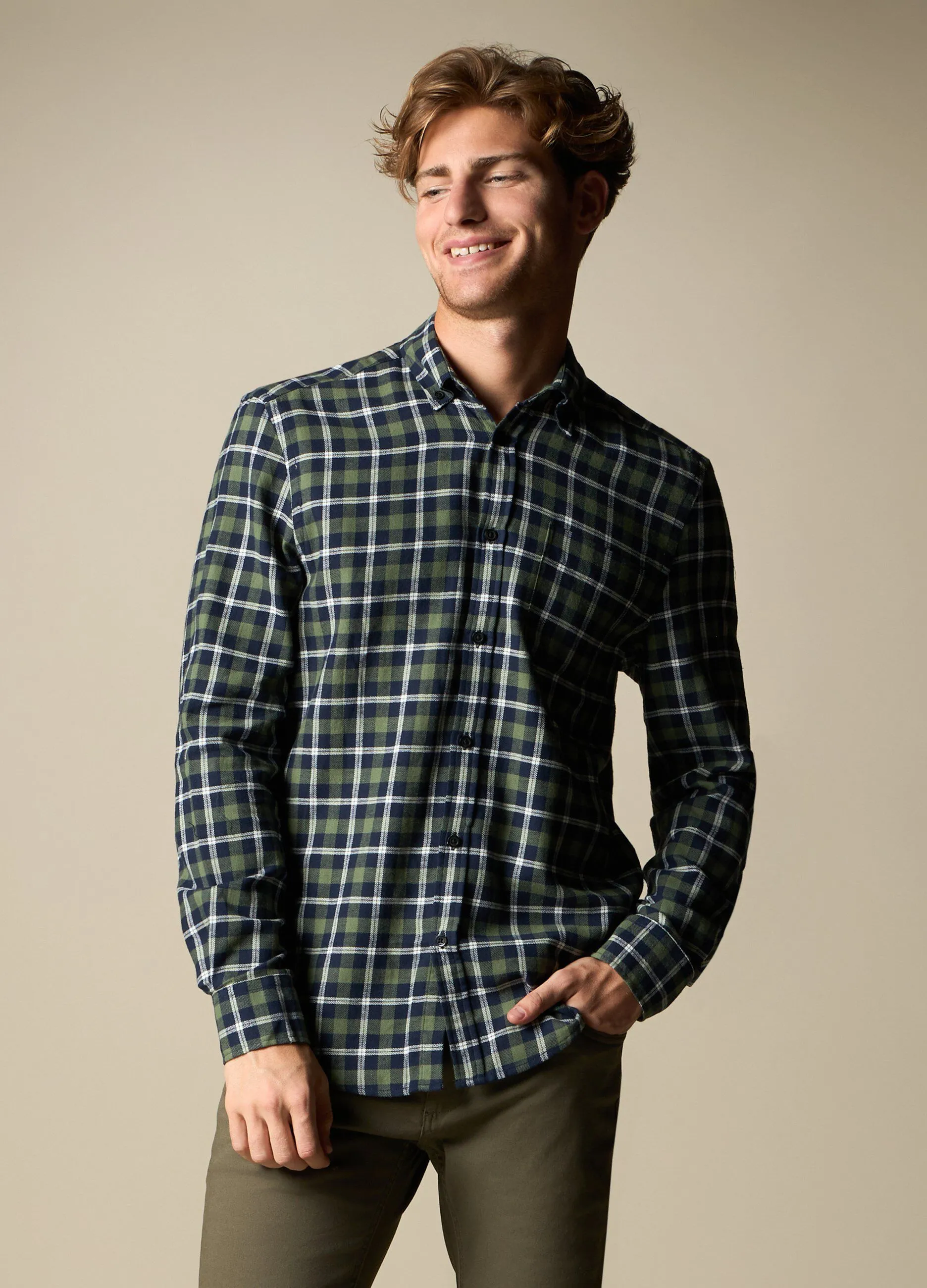 J. HART & BROS  Camicia in flanella di puro cotone uomo