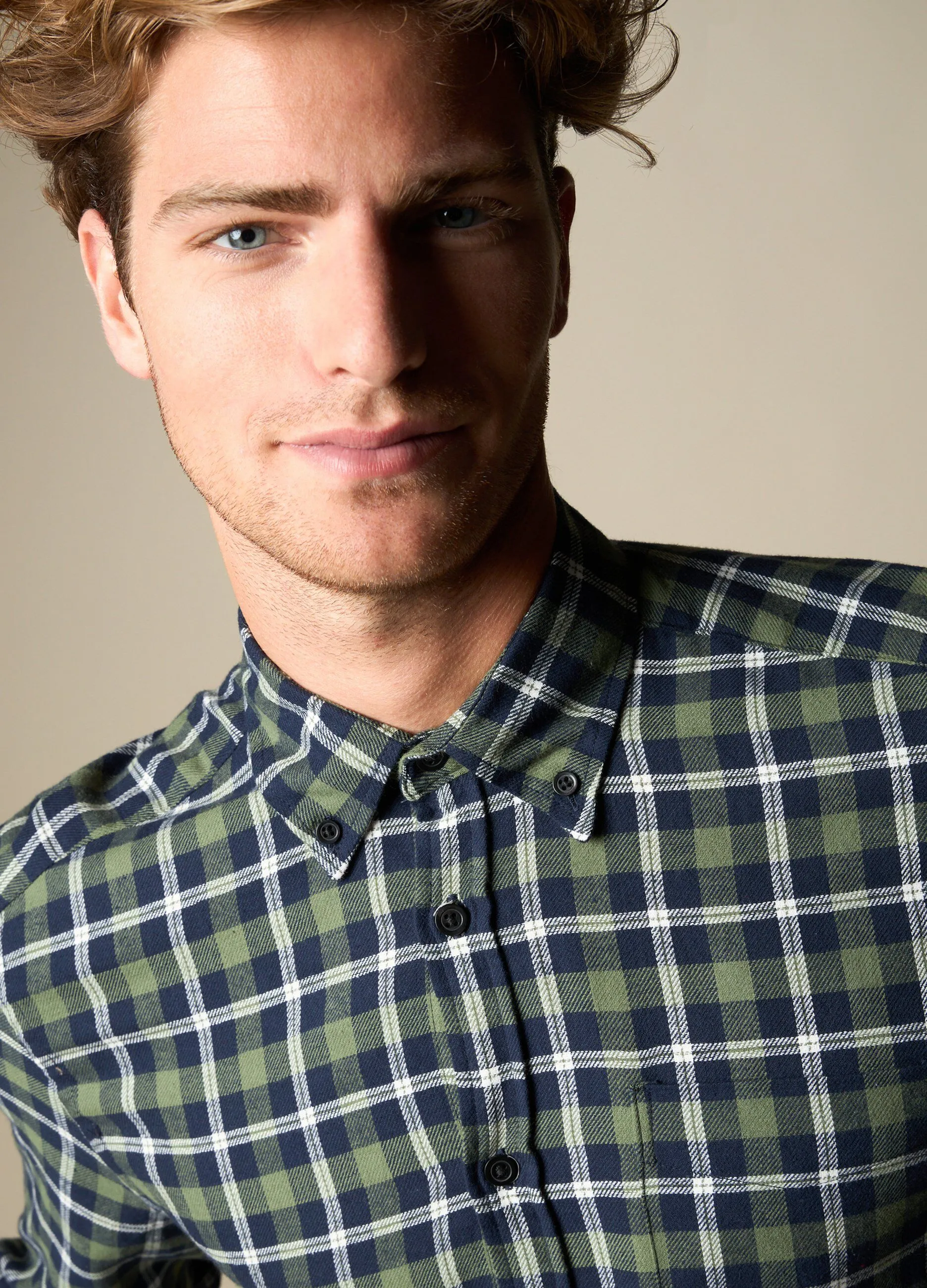 J. HART & BROS  Camicia in flanella di puro cotone uomo