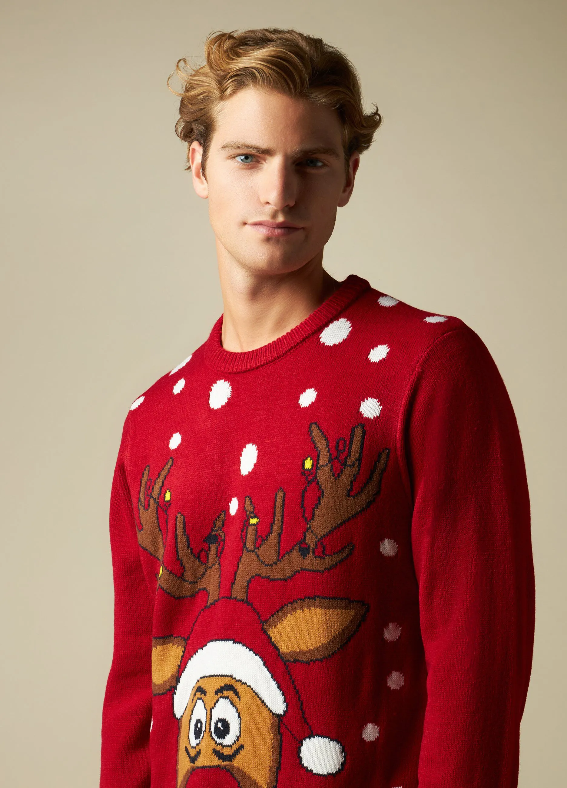 J. HART & BROS  Girocollo tricot con lavorazione jacquard Natale uomo