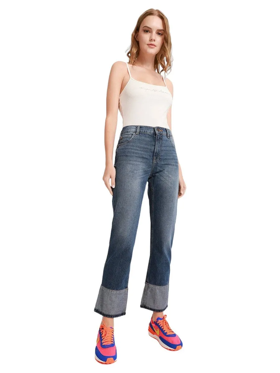 Jeans 5 Tasche Con risvolto