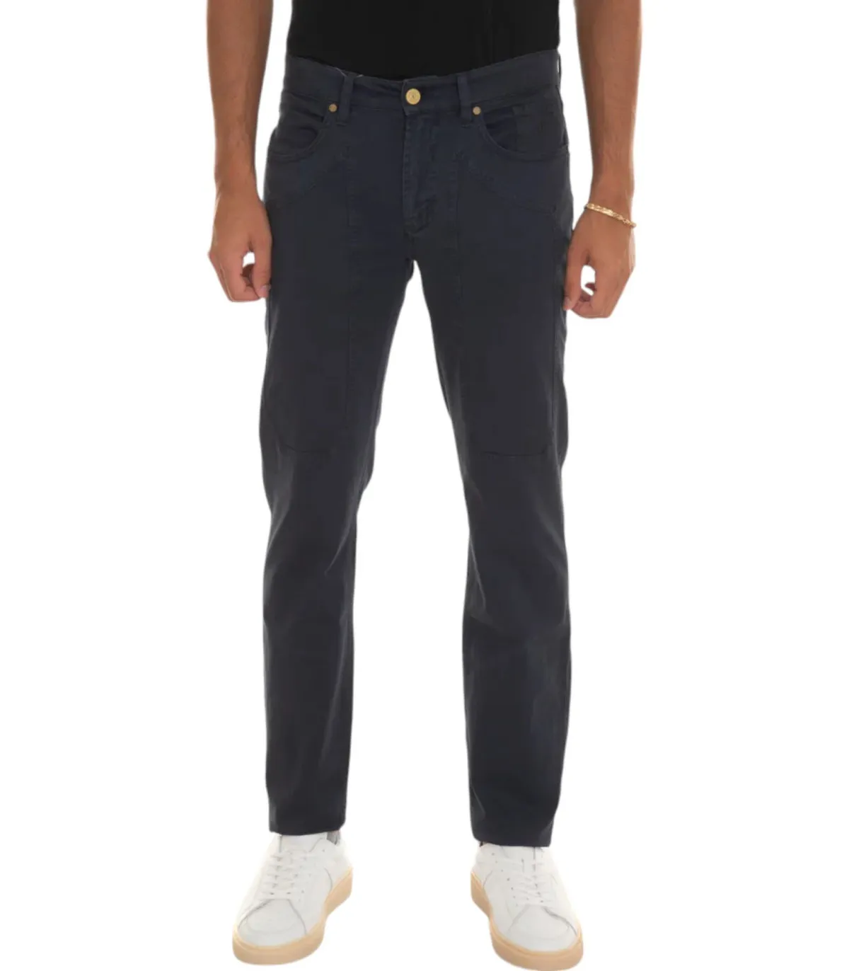 Jeckerson Uomo Pantaloni 5 Tasche Slim Fit Con Toppa John