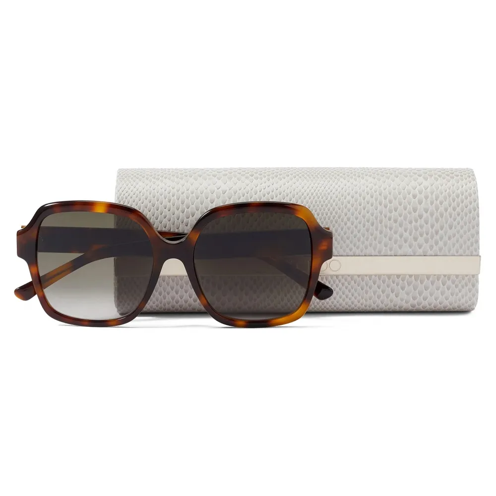 Jimmy Choo - Rella - Occhiali da Sole Quadrati Color Avana Marrone con Logo JC e Borchie - Jimmy Choo Eyewear