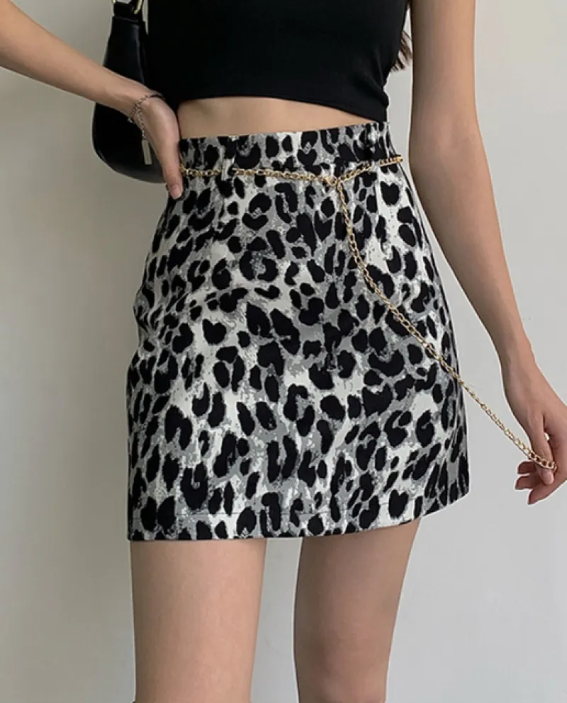 Jmprs Chiffon Donne Leopard Minigonna Estate Vita Alta Una Linea Femal