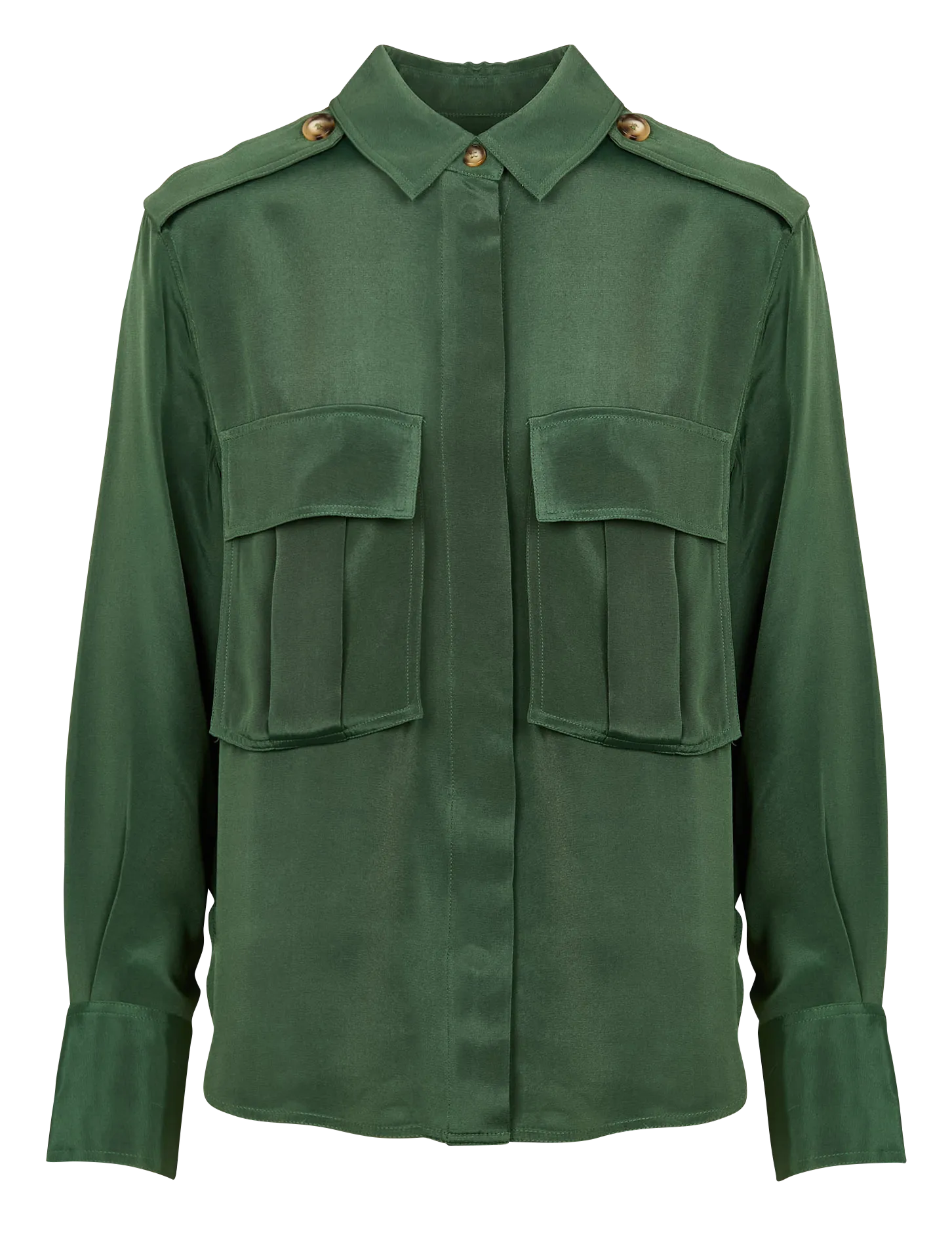  KARMA KOMA   INDIANA - Camicia dritta con colletto classico in misto seta | Verde