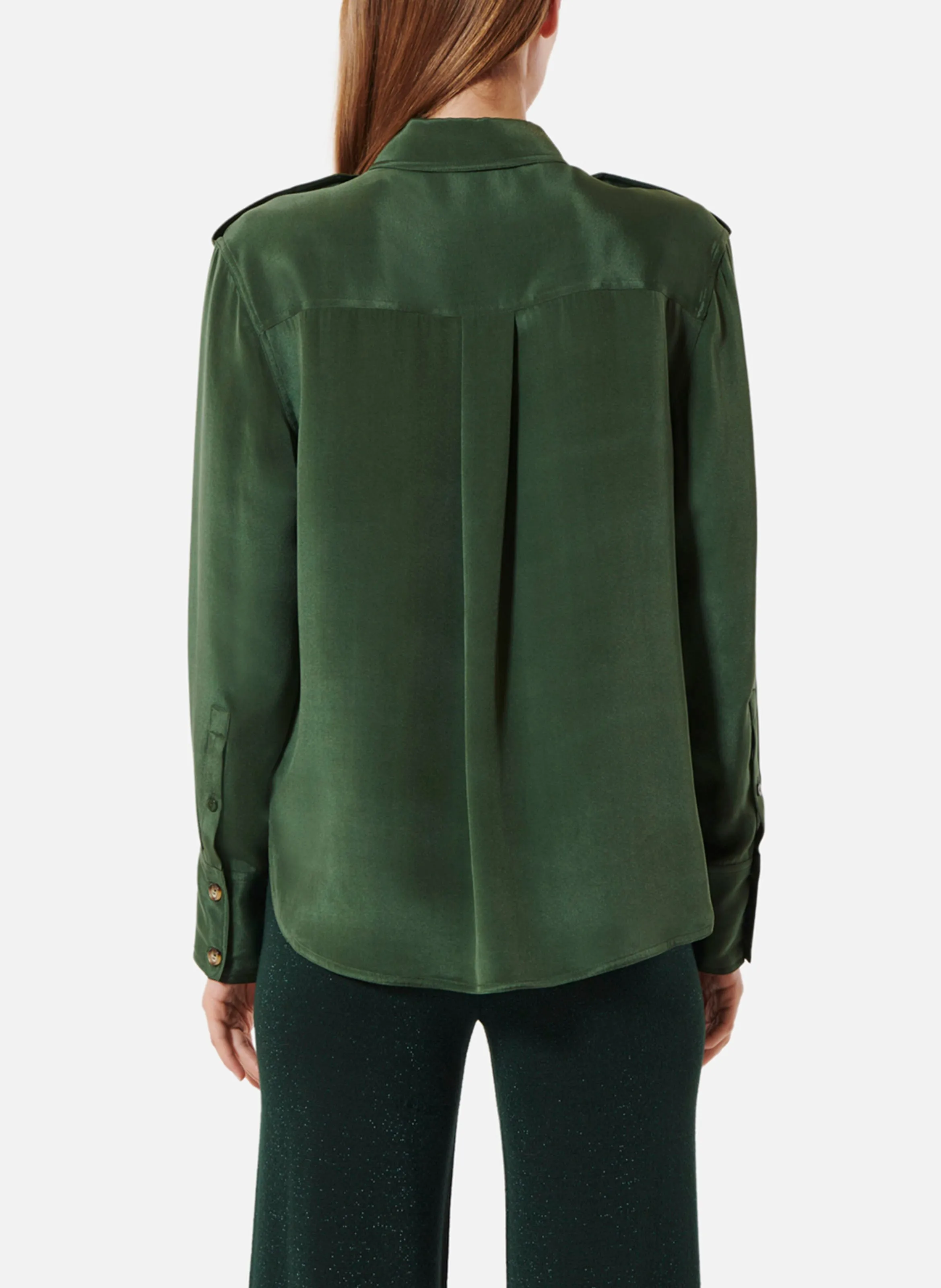  KARMA KOMA   INDIANA - Camicia dritta con colletto classico in misto seta | Verde