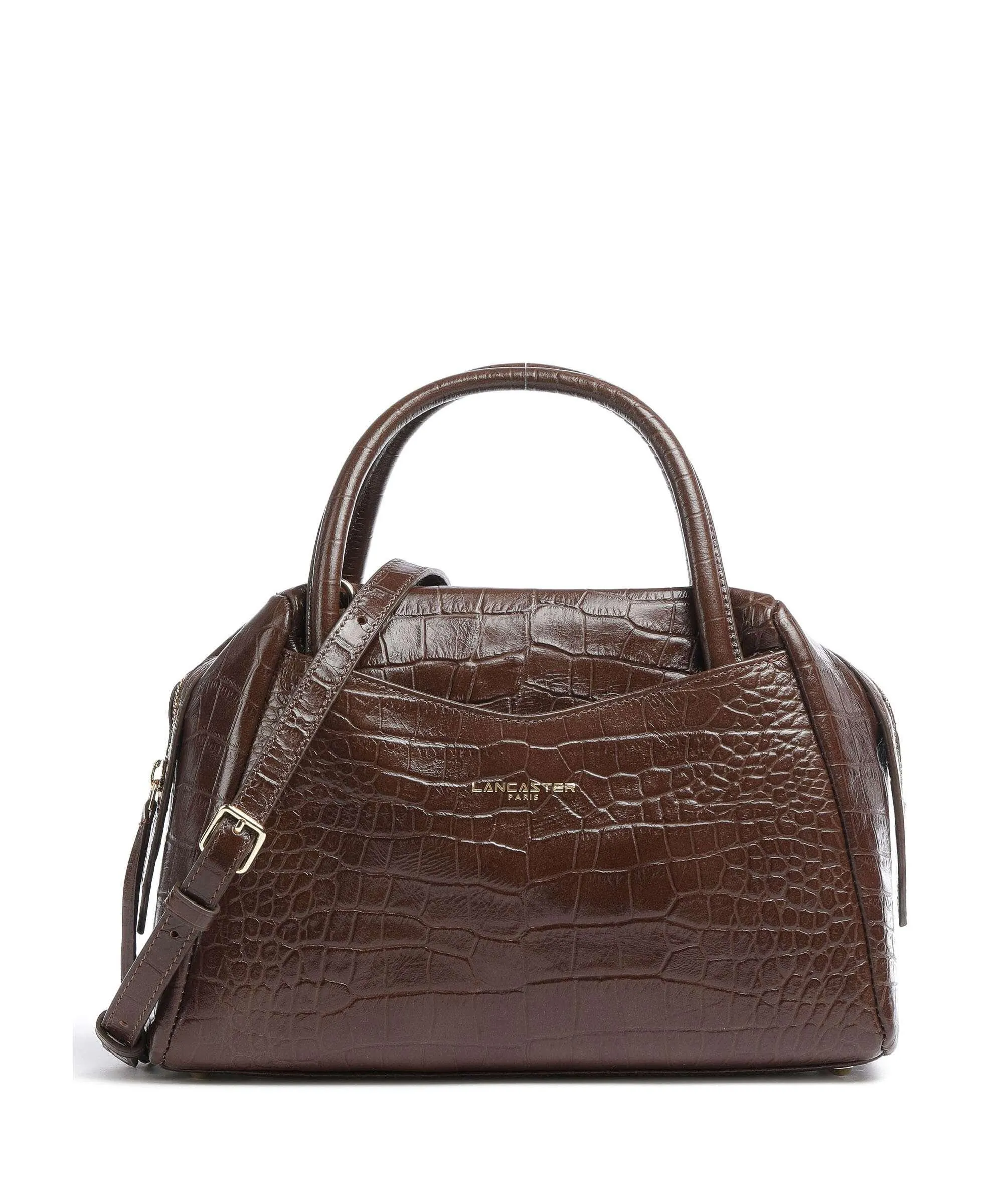  Lancaster Exotic Croco CN Borsa a mano pelle di vacchetta goffrata marrone scuro  