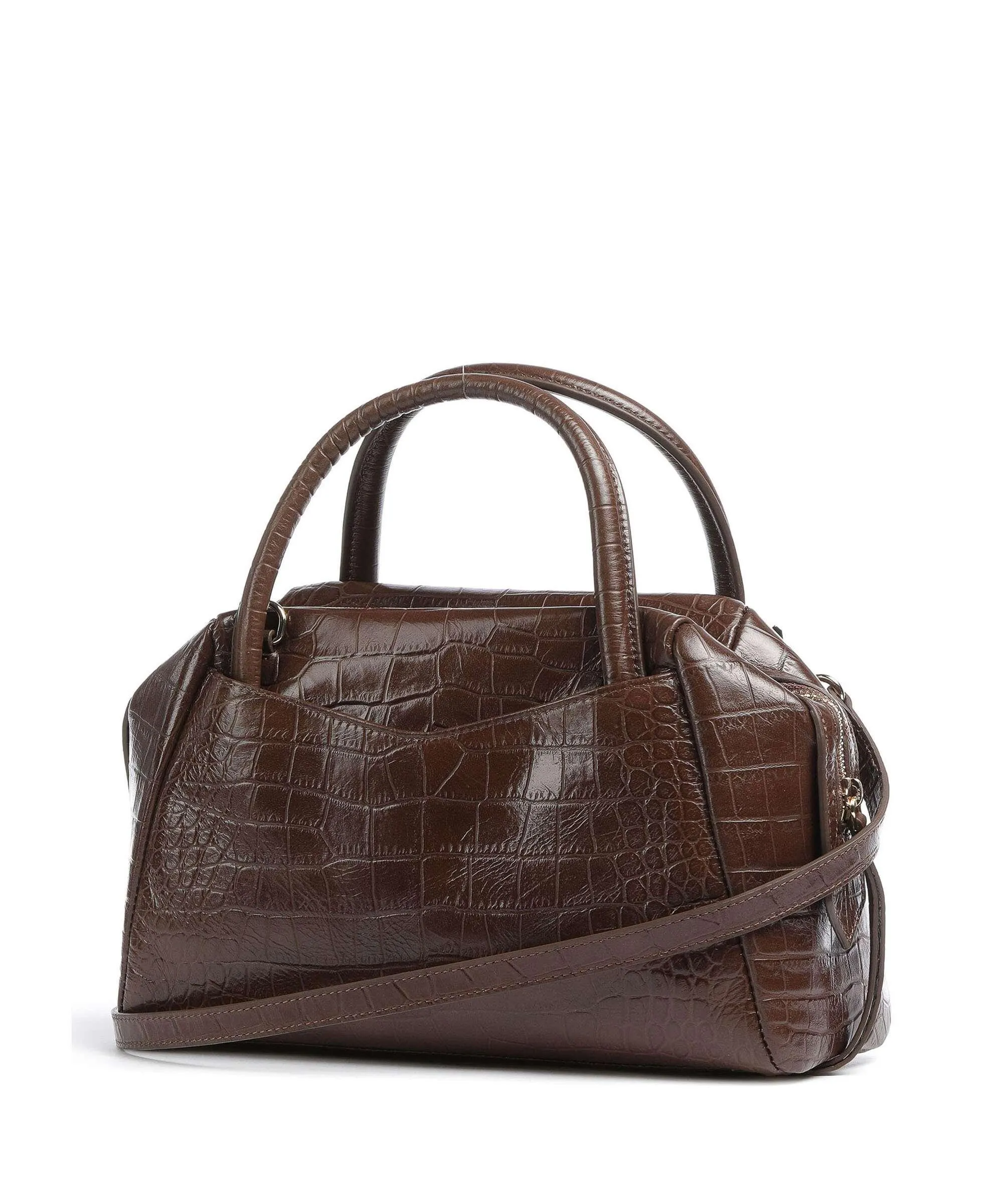  Lancaster Exotic Croco CN Borsa a mano pelle di vacchetta goffrata marrone scuro  