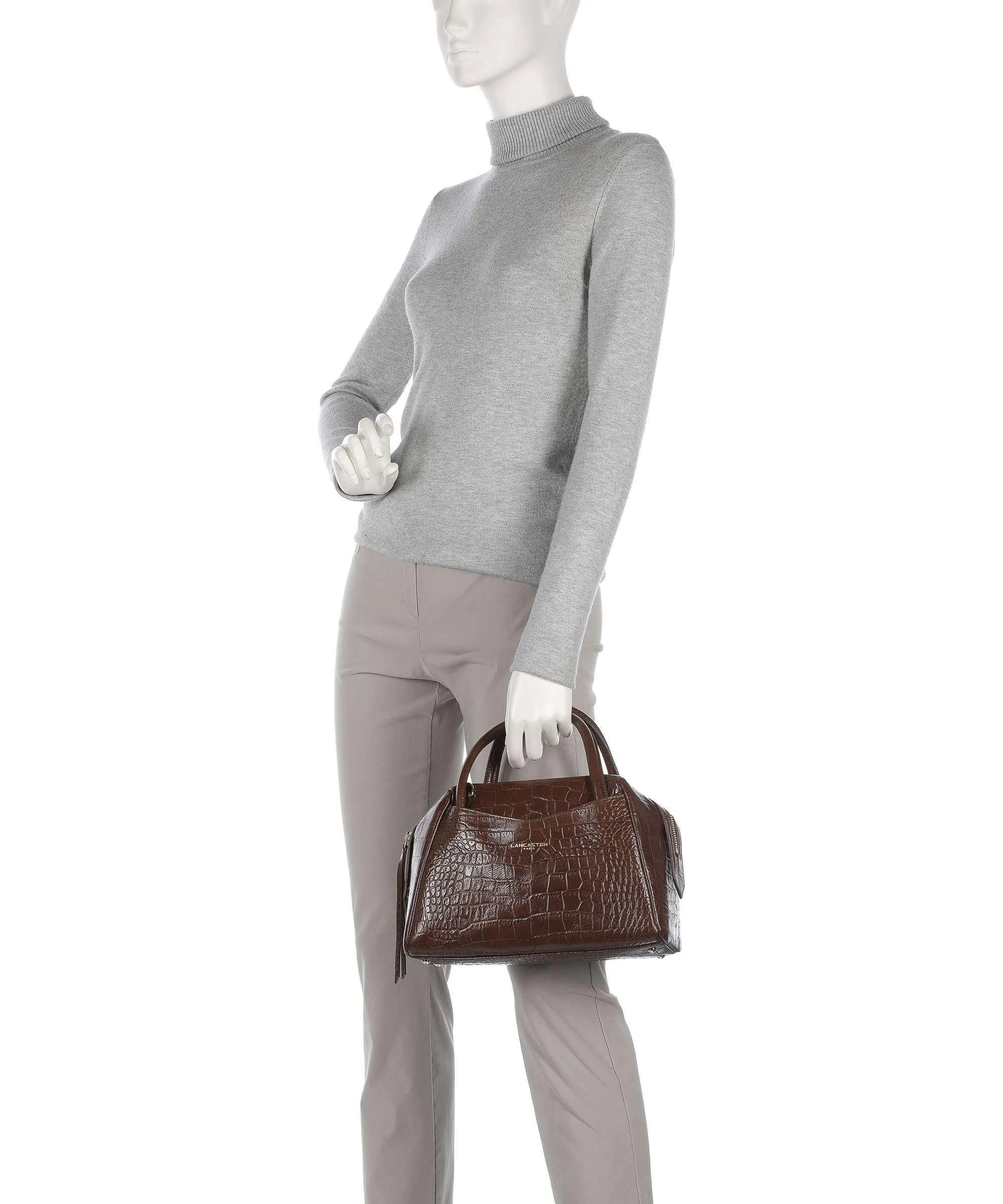  Lancaster Exotic Croco CN Borsa a mano pelle di vacchetta goffrata marrone scuro  