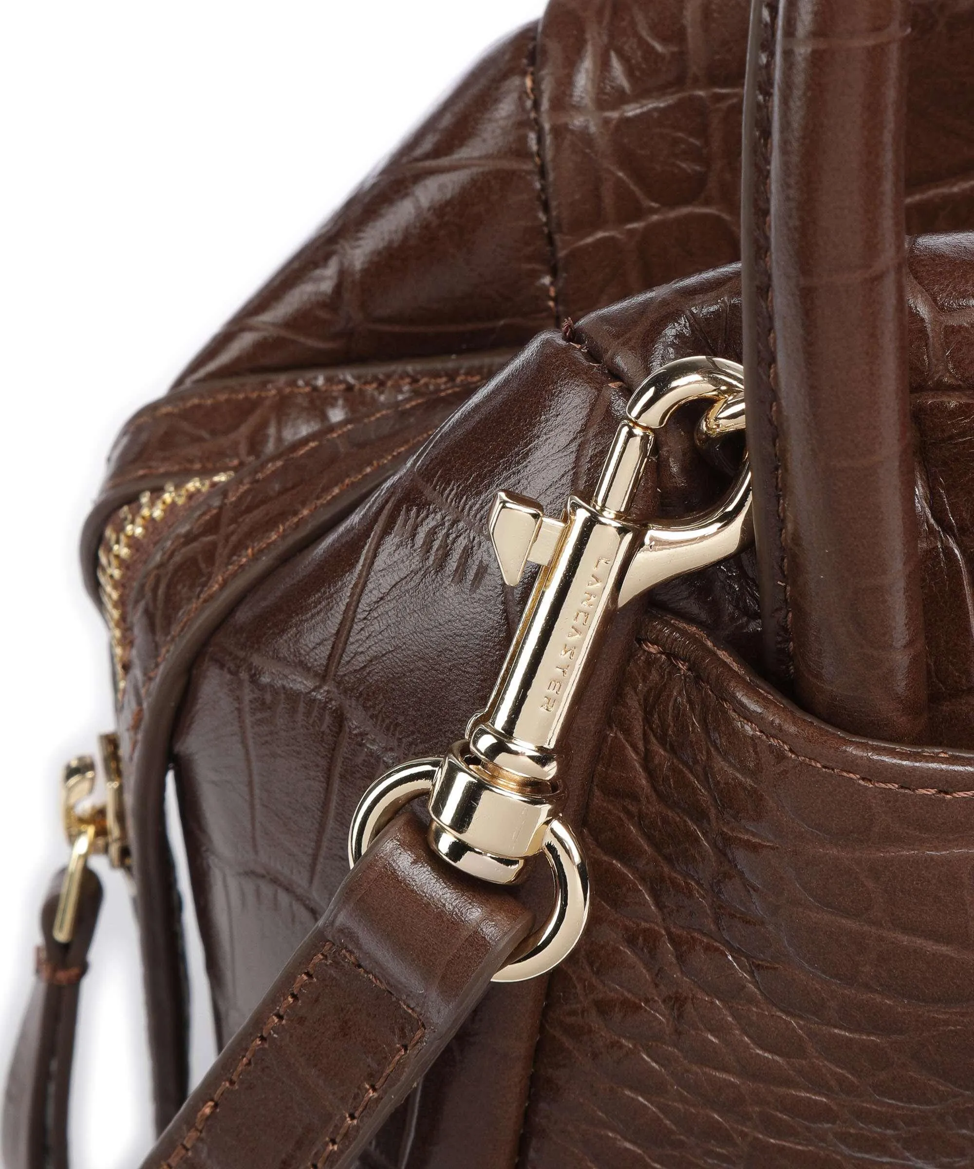  Lancaster Exotic Croco CN Borsa a mano pelle di vacchetta goffrata marrone scuro  