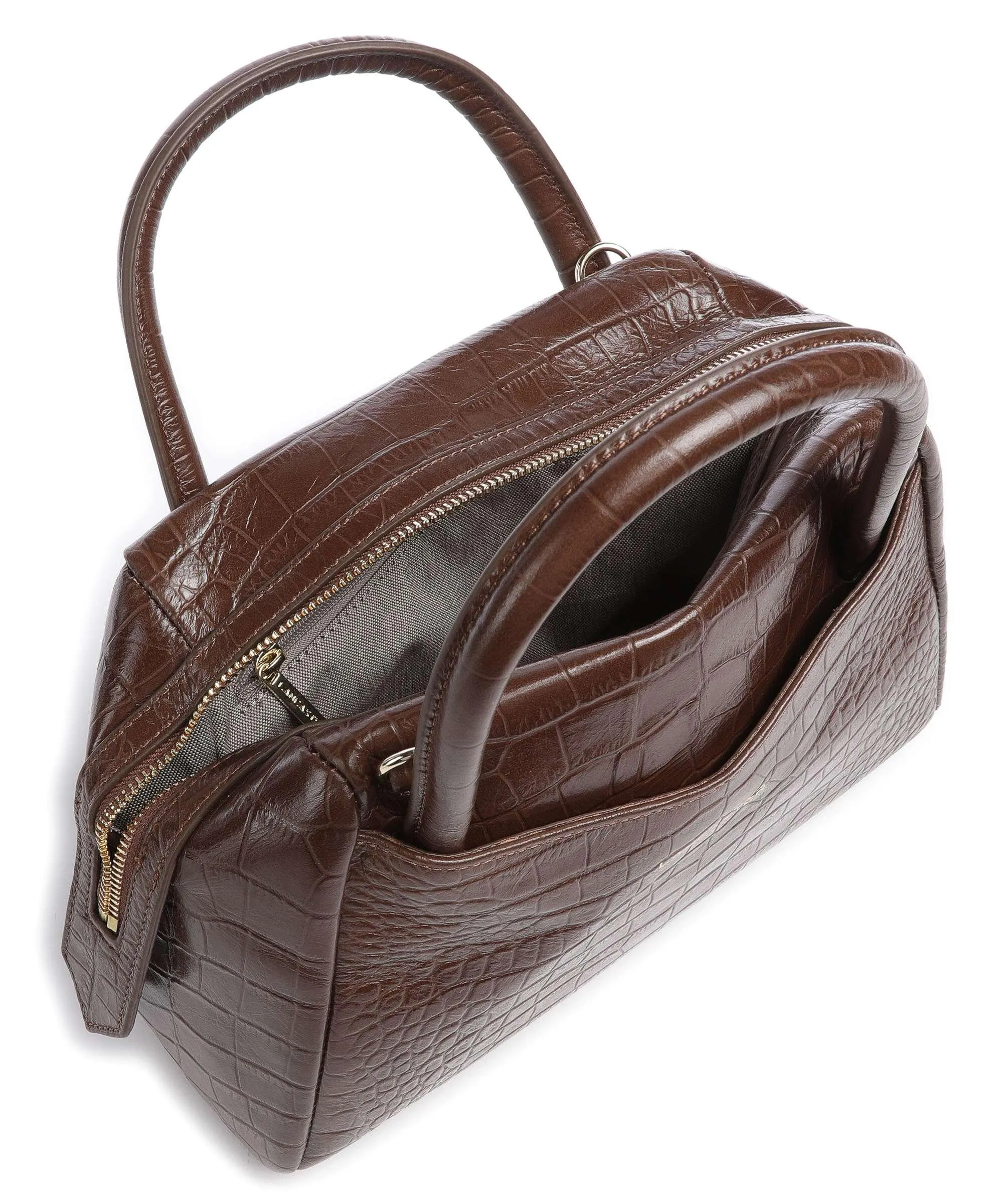  Lancaster Exotic Croco CN Borsa a mano pelle di vacchetta goffrata marrone scuro  