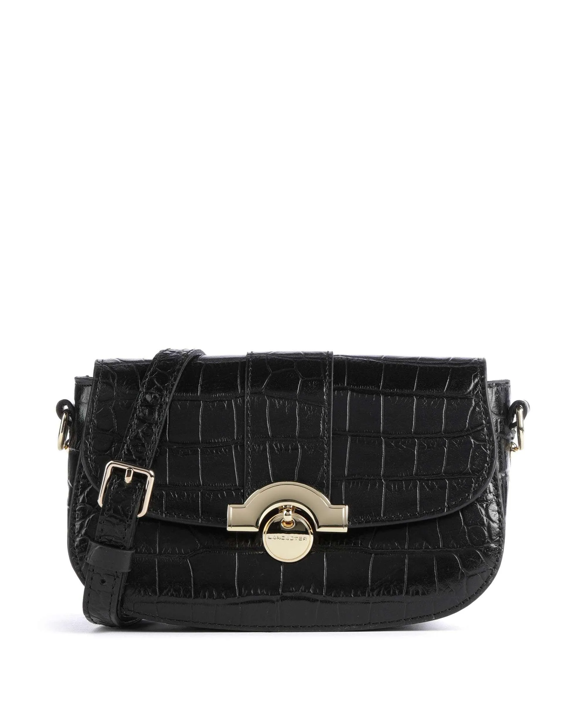  Lancaster Exotic Croco CN Borsa a tracolla pelle di vacchetta goffrata nero  