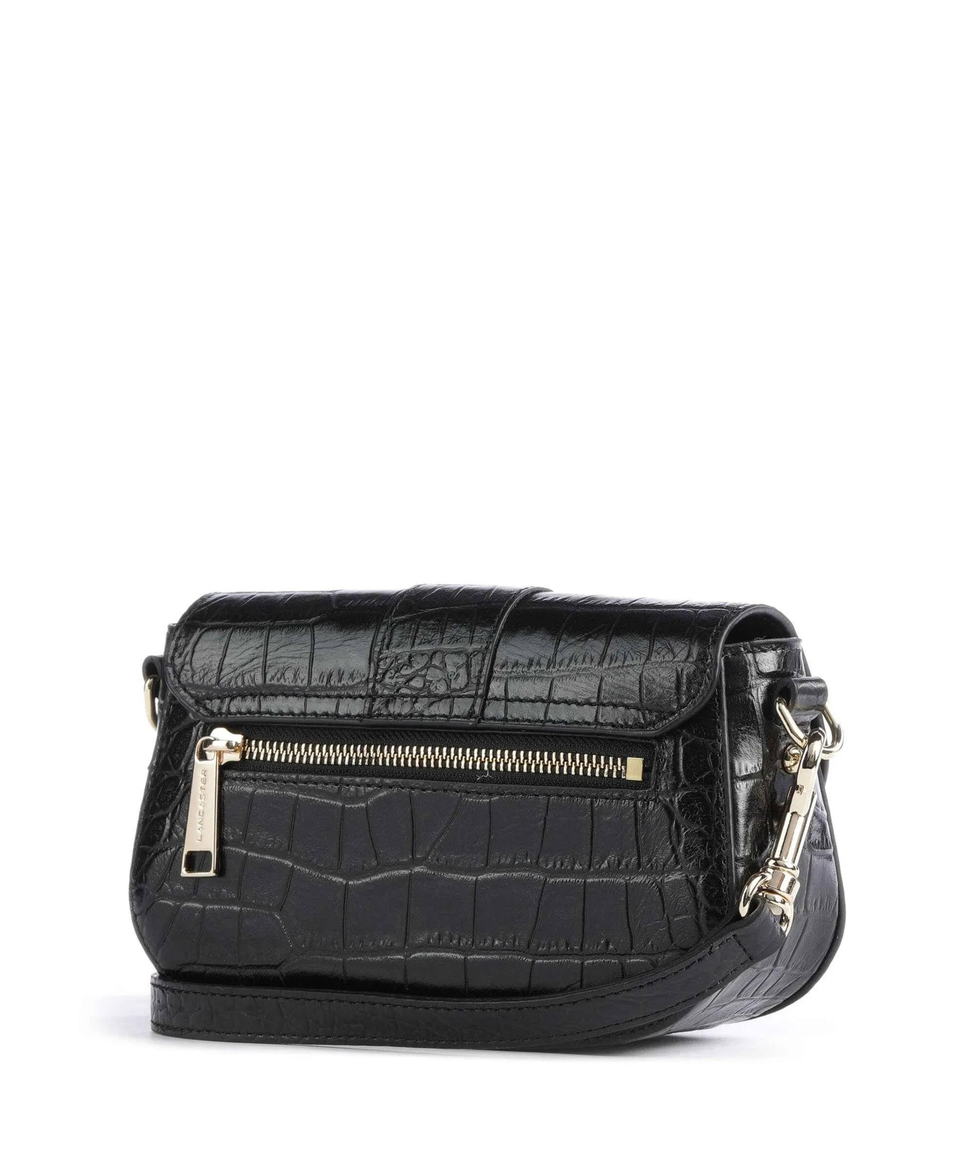  Lancaster Exotic Croco CN Borsa a tracolla pelle di vacchetta goffrata nero  