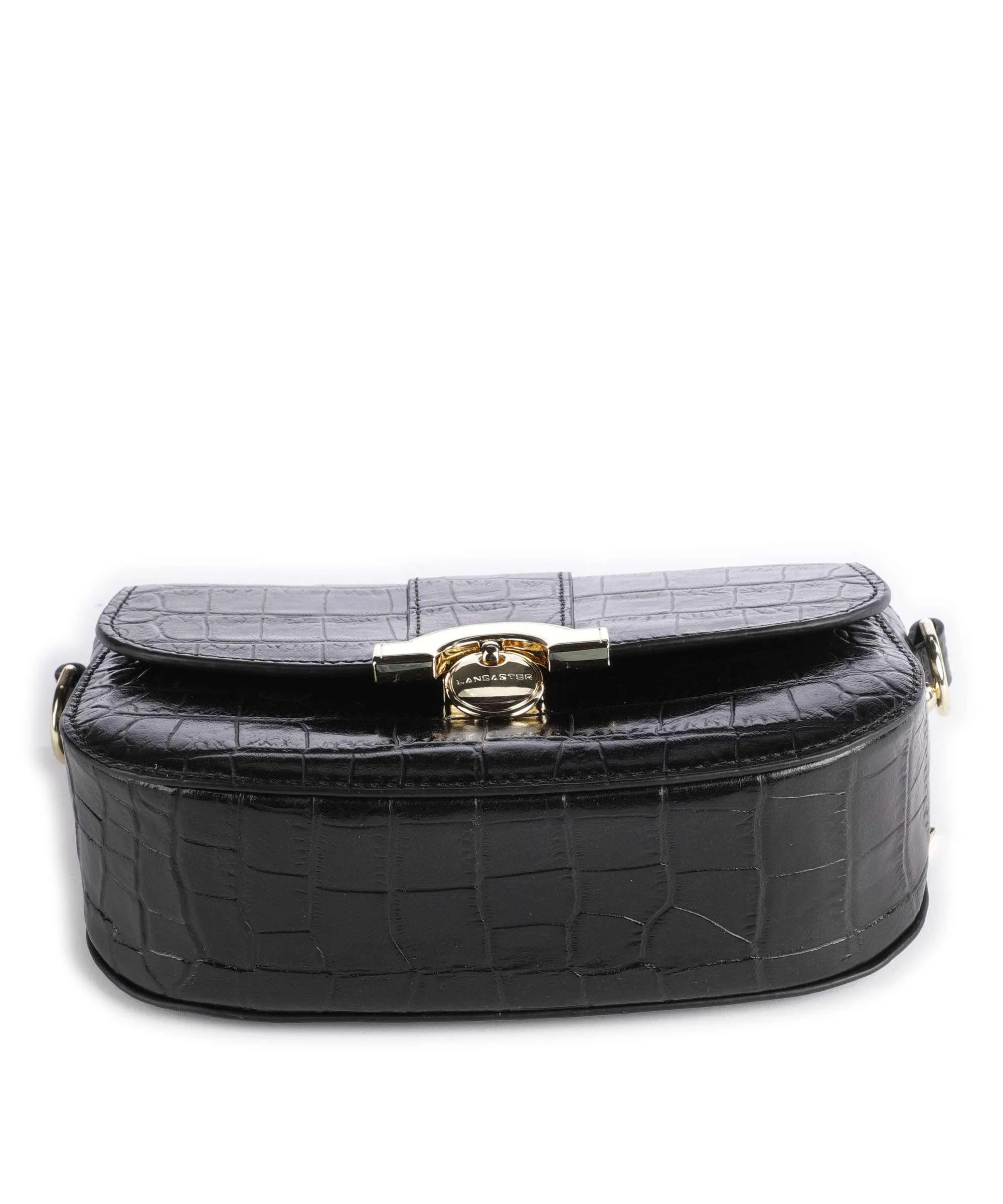  Lancaster Exotic Croco CN Borsa a tracolla pelle di vacchetta goffrata nero  