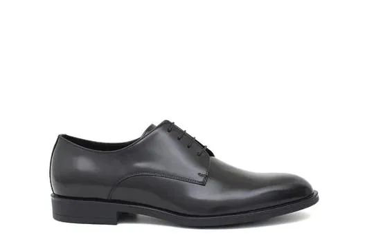 Leather lace-up with rubber sole / Black