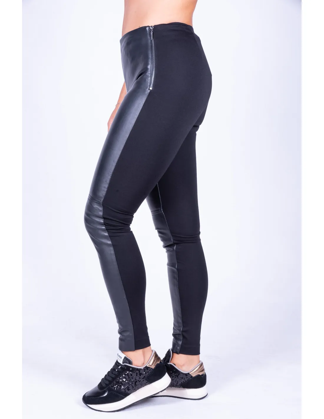 Legging pelle nero donna Gh Waist Coy Guess