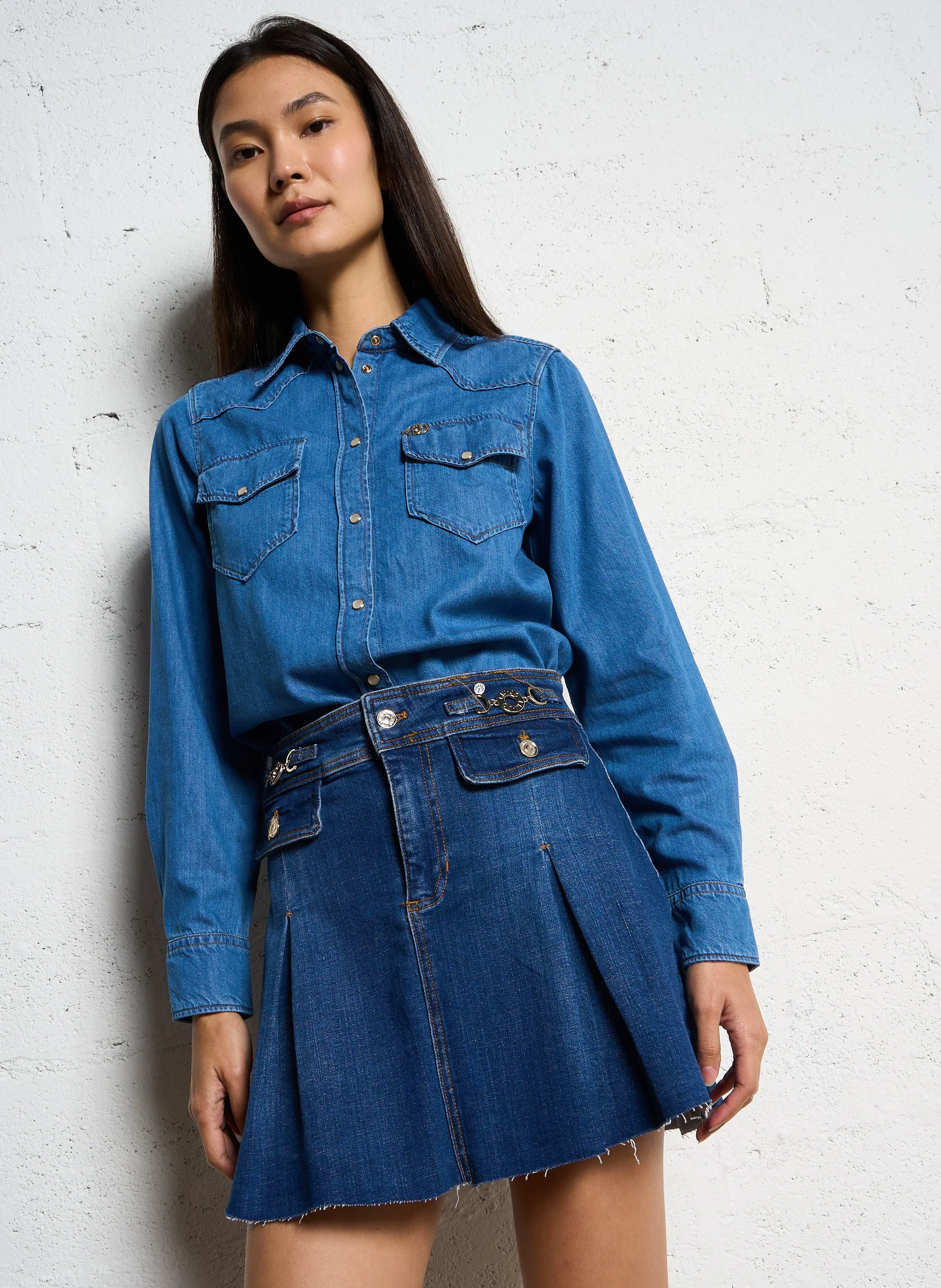  LIU JO   Camicia dritta in misto cotone | Blu
