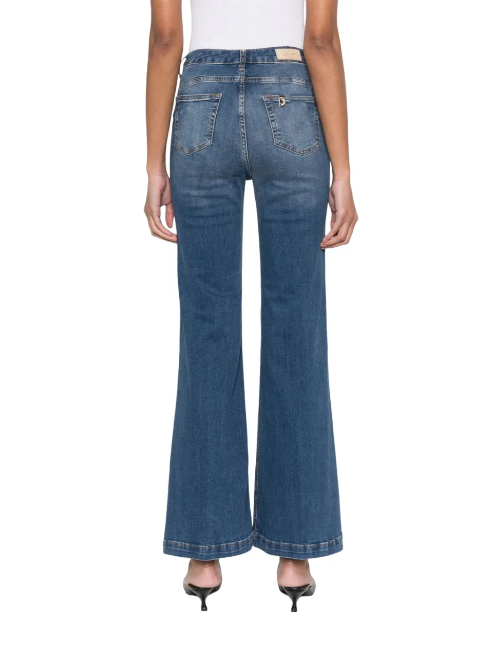 Liu Jo jeans a zampa vita alta con bottoni gioiello lavaggio bu medio
