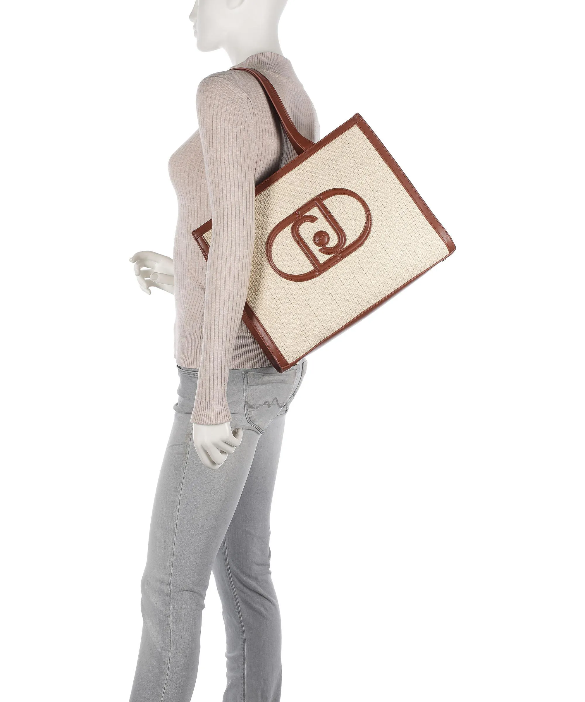  Liu Jo Lucente Borsa shopper cotone avorio/marrone  