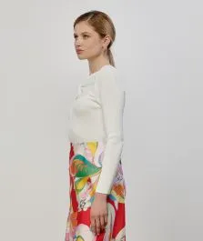 Maglia bianca manica lunga con nodo