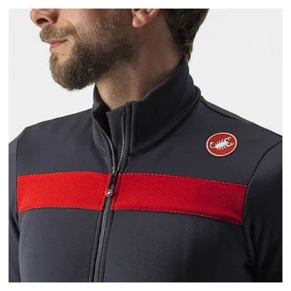 Maglia Castelli Puro 3 Fz Grigio Scuro / Rosso Reflex