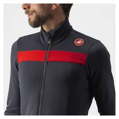 Maglia Castelli Puro 3 Fz Grigio Scuro / Rosso Reflex