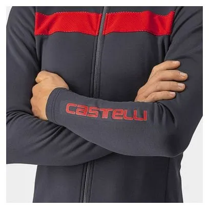 Maglia Castelli Puro 3 Fz Grigio Scuro / Rosso Reflex