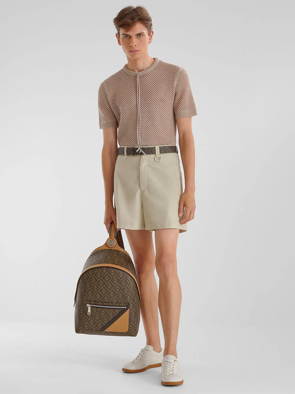 Maglia in rete di lana beige