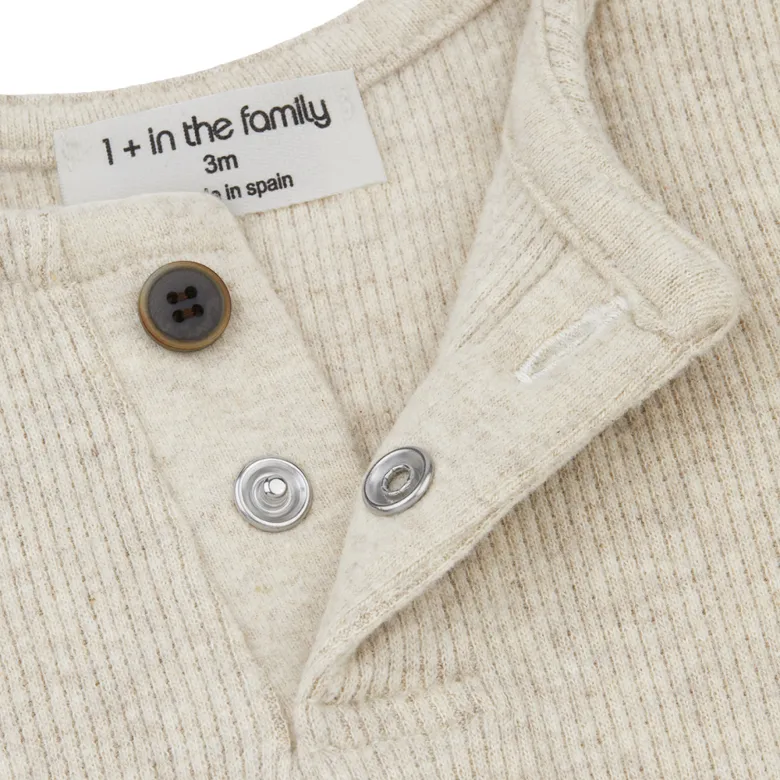Maglia serafino avena a costine per neonato