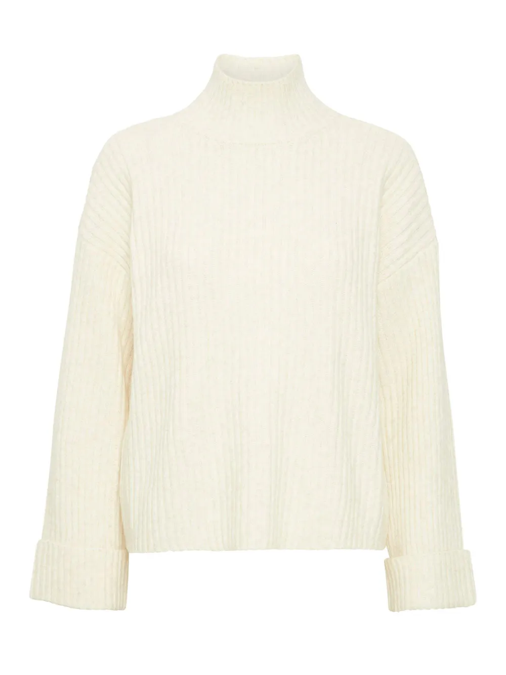Maglione Donna a costine con collo alto