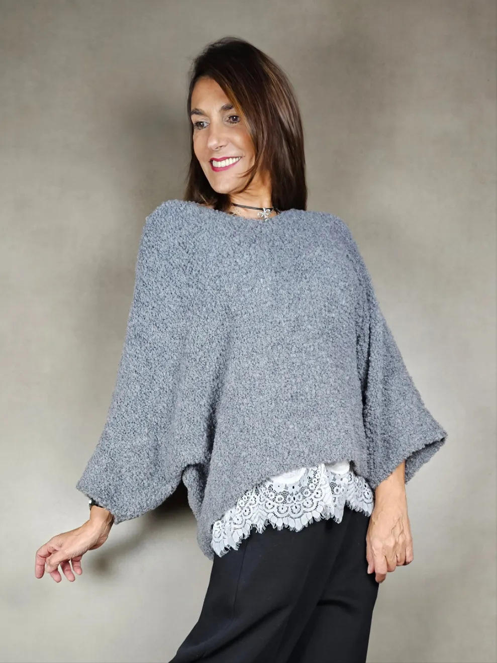 maglione largo manica 78 65ac17pl9vi9wo