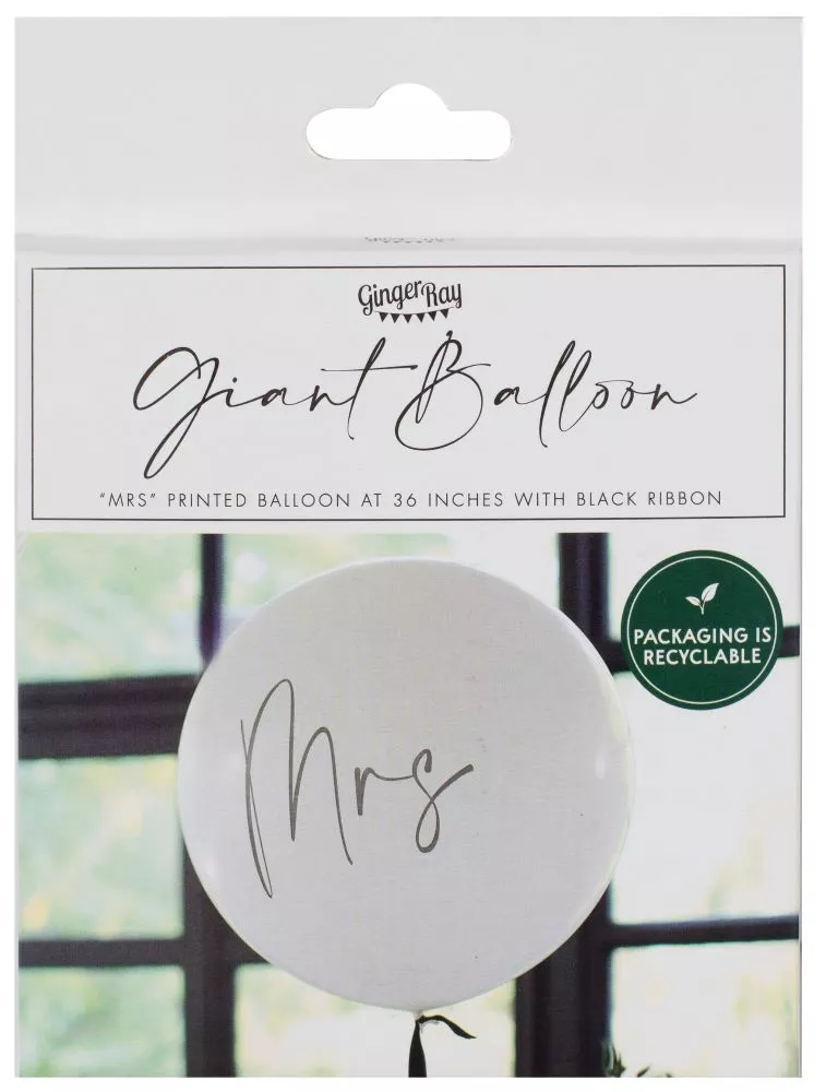 Matrimonio palloncino XL bianco e nero Mrs