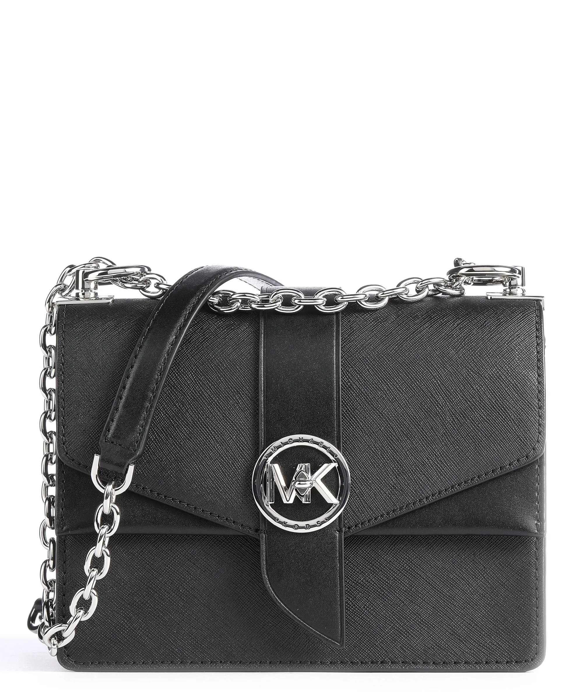  Michael Kors Greenwich Borsa a spalla pelle di vacchetta grana nero  