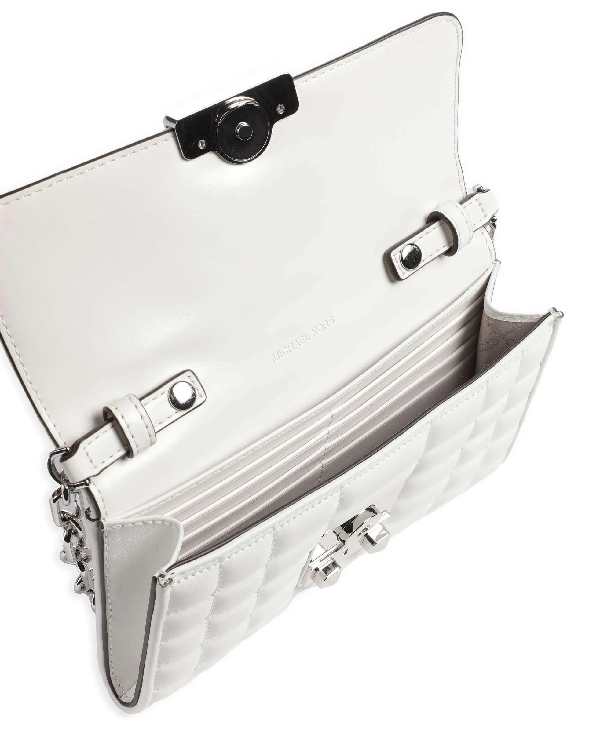  Michael Kors Tribeca Borsa a tracolla cuoio di agnello bianco  