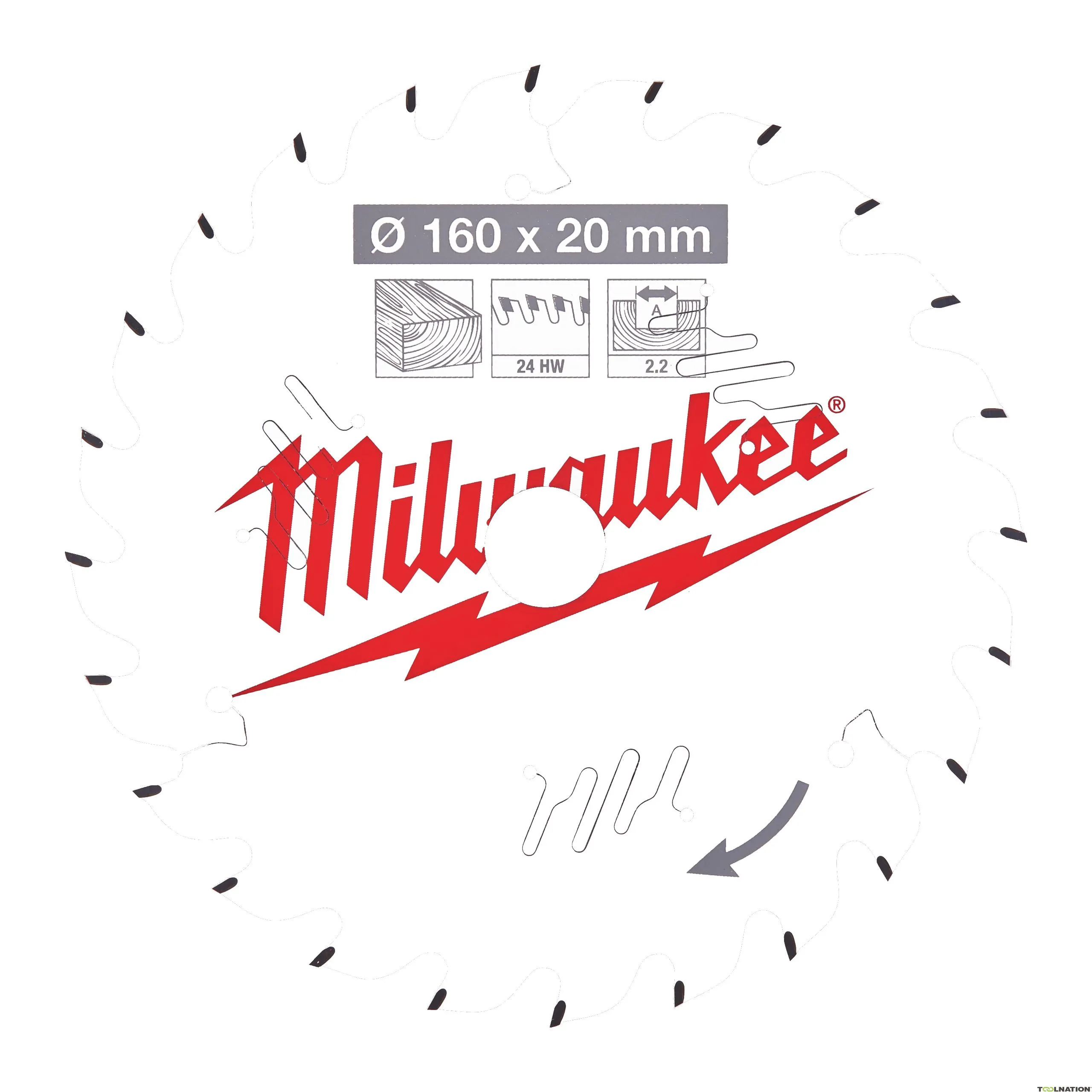 Milwaukee Accessori 4932471290 Lama circolare P W 160x20x2,2x24ATB