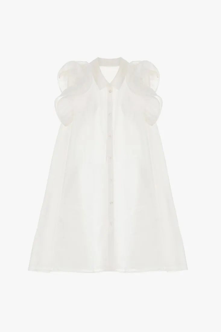 Mini abito oversize in puro cotone con volant