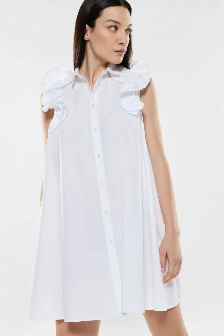 Mini abito oversize in puro cotone con volant