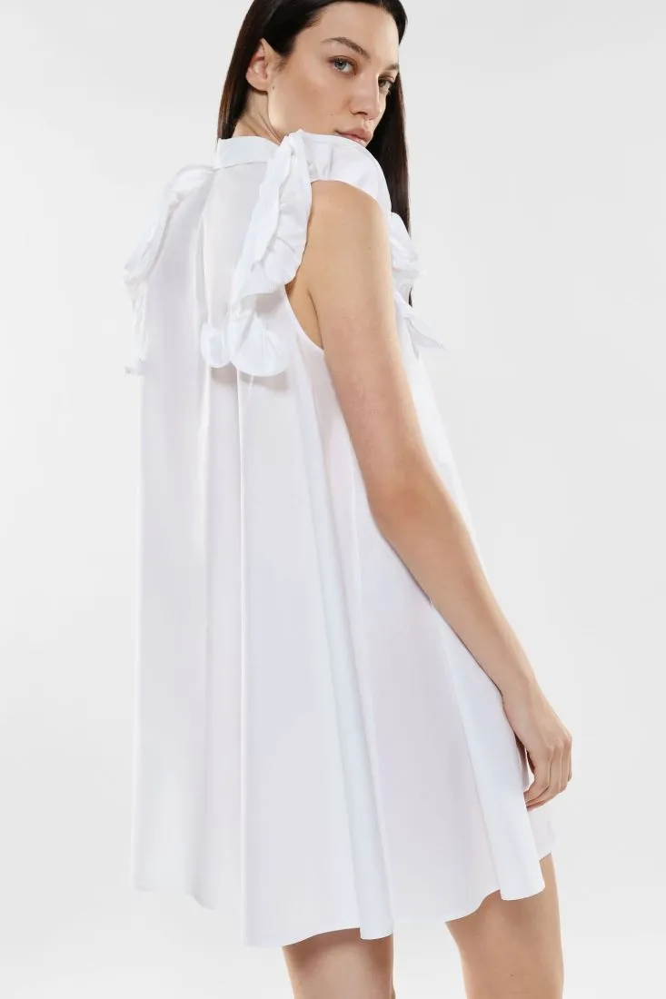 Mini abito oversize in puro cotone con volant