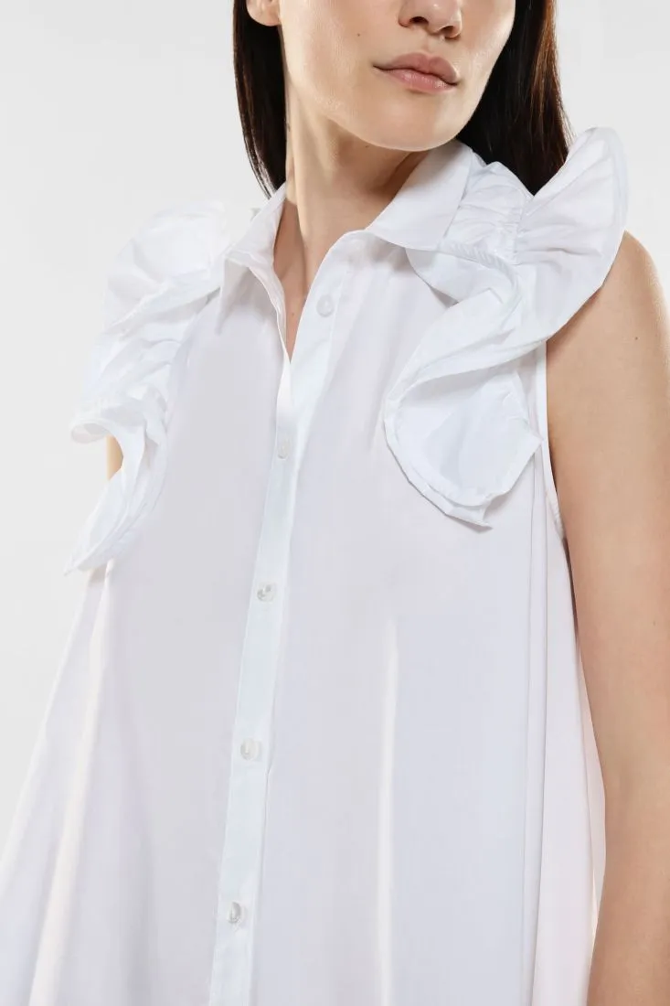 Mini abito oversize in puro cotone con volant