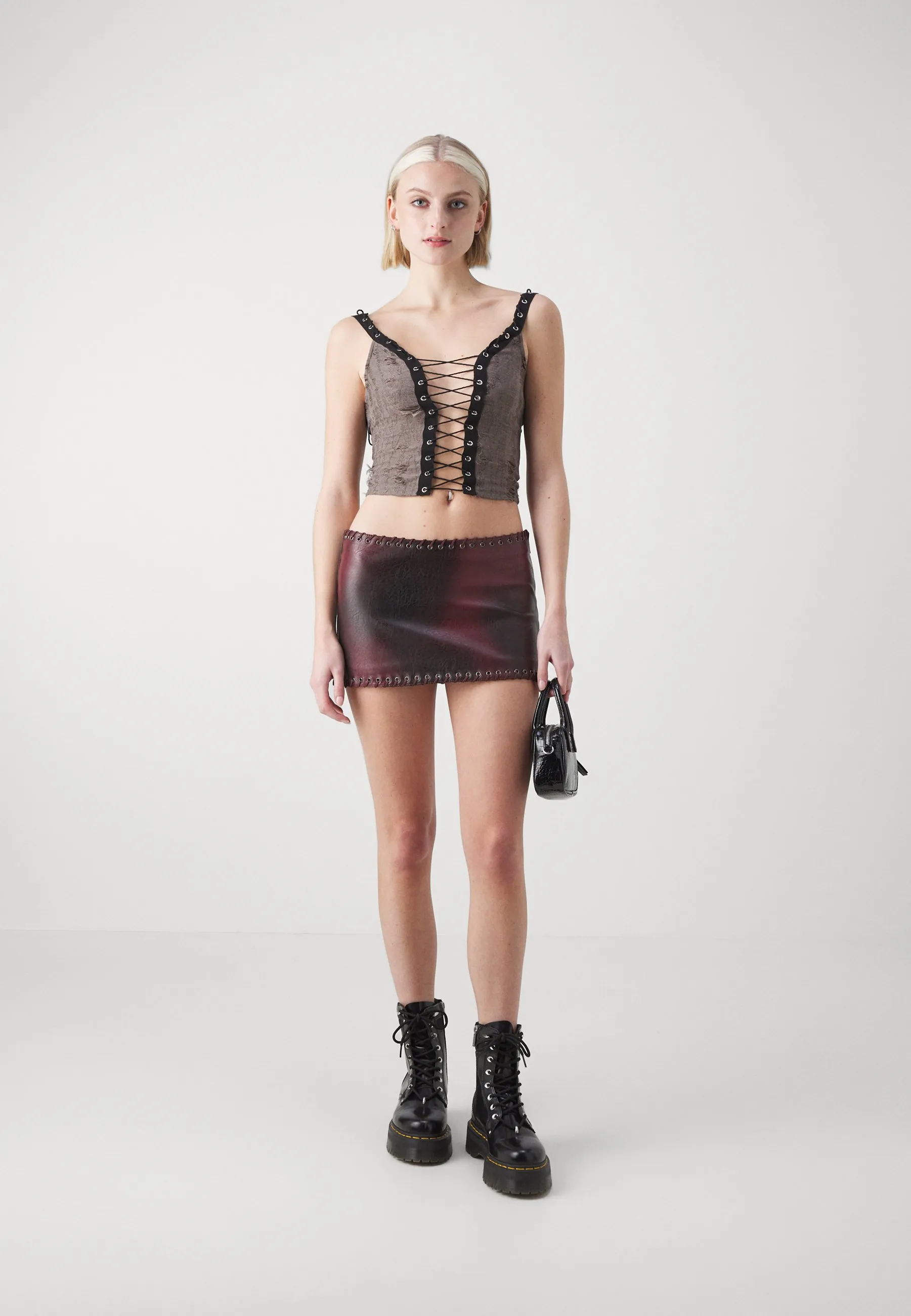 MINI SKIRT WITH LACE UP - Minigonna