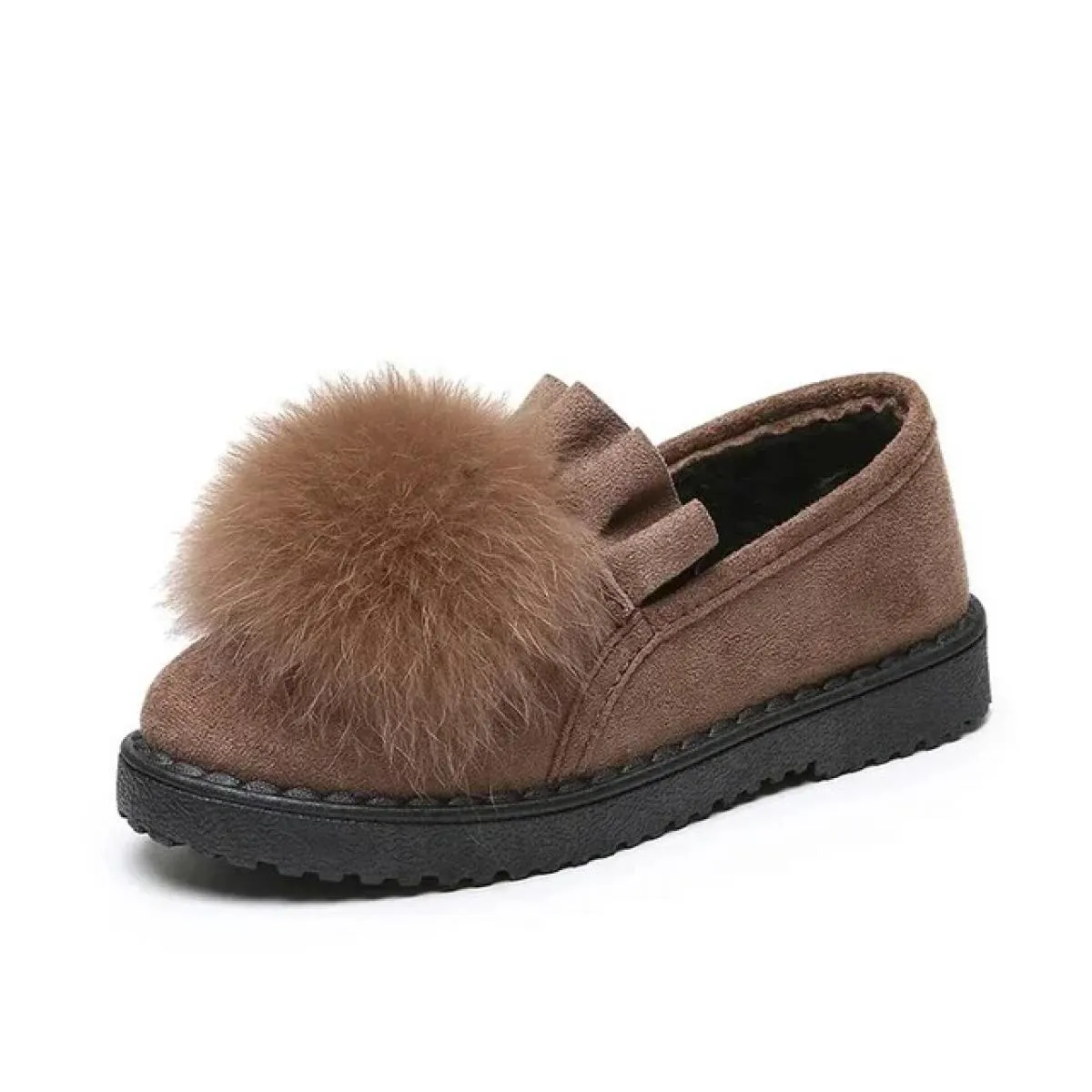 Mocassini sneaker piatti da donna Mocassini sneaker piatti retrò con palla di lana scamosciata solida retrò Mocassini sneaker da