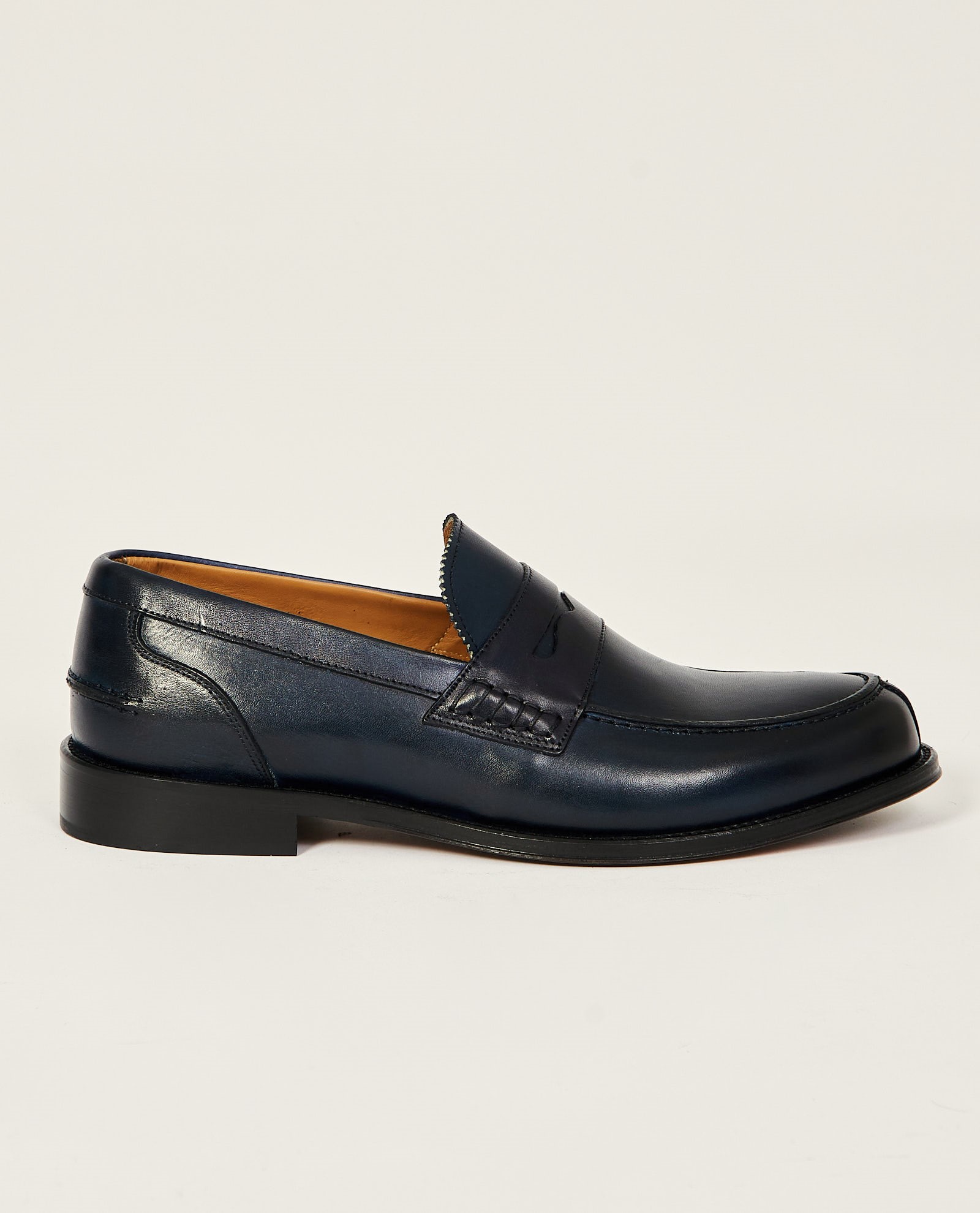 Mocassini uomo Exton blu abrasivati in pelle