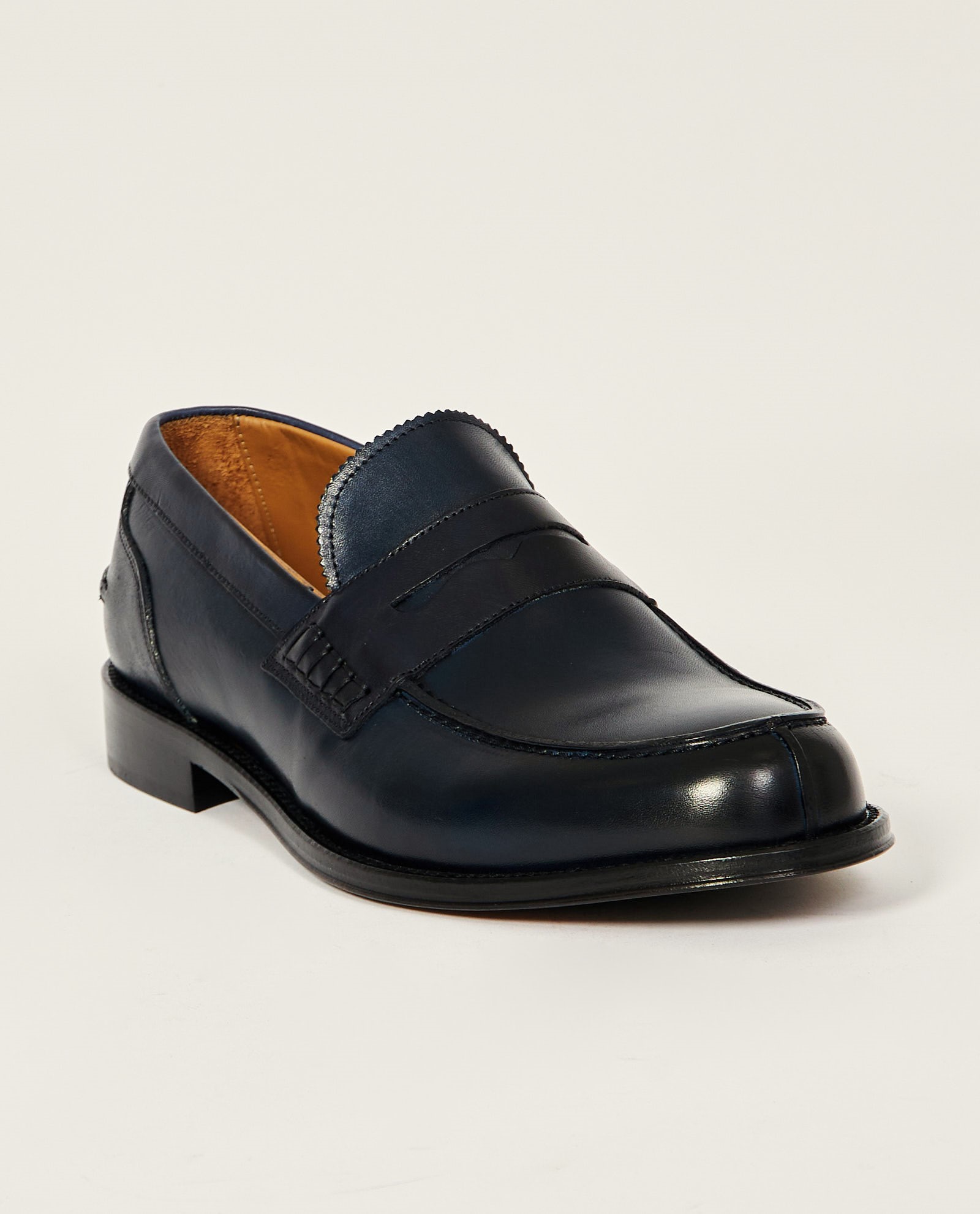 Mocassini uomo Exton blu abrasivati in pelle